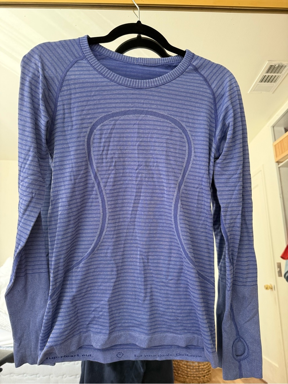 SOLD Striped Blue Seamless Long Sleeve Top
